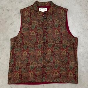 Orvis Woman's Paisley Patterned Vest Vintage 90s Sz Medium